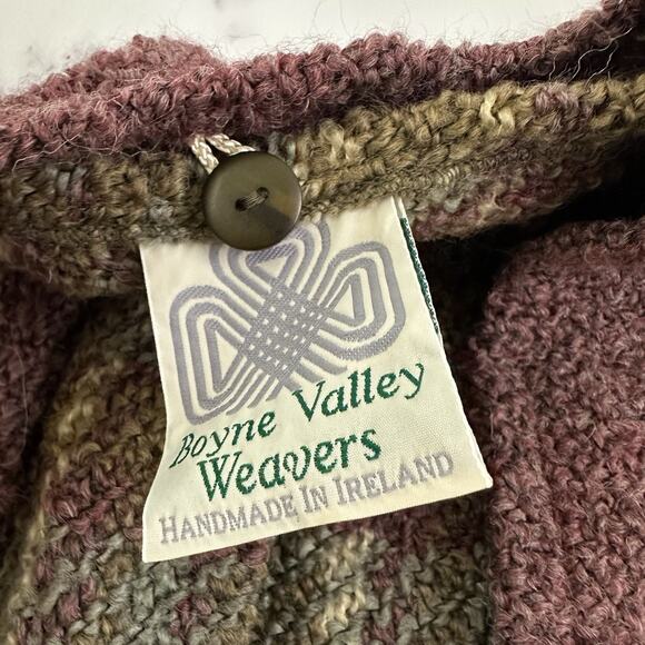 Boyne Valley Weavers Poncho Sweater Shawl One Size Green Purple Plaid Layered - Picture 10 of 14